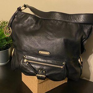 Michael Kor Black Leather Purse w/ brushed gold